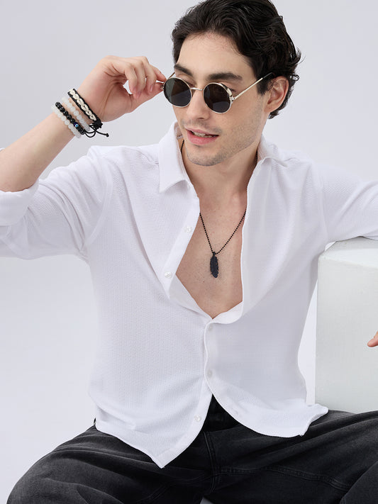 White Echo Woven Textured Shirt