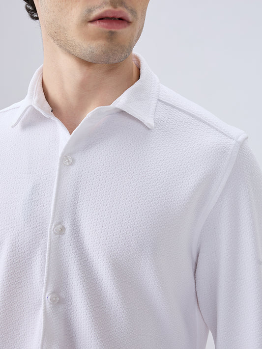 White Echo Woven Textured Shirt