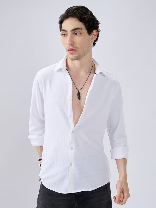 White Echo Woven Textured Shirt