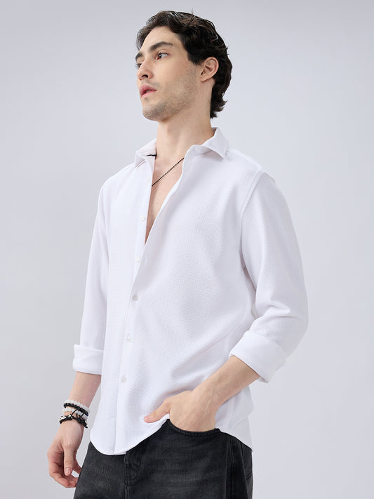 White Echo Woven Textured Shirt