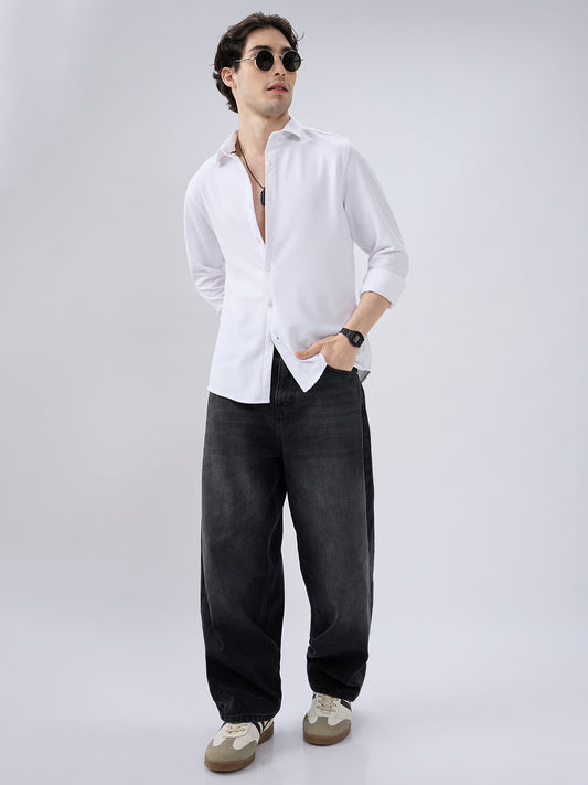 White Echo Woven Textured Shirt