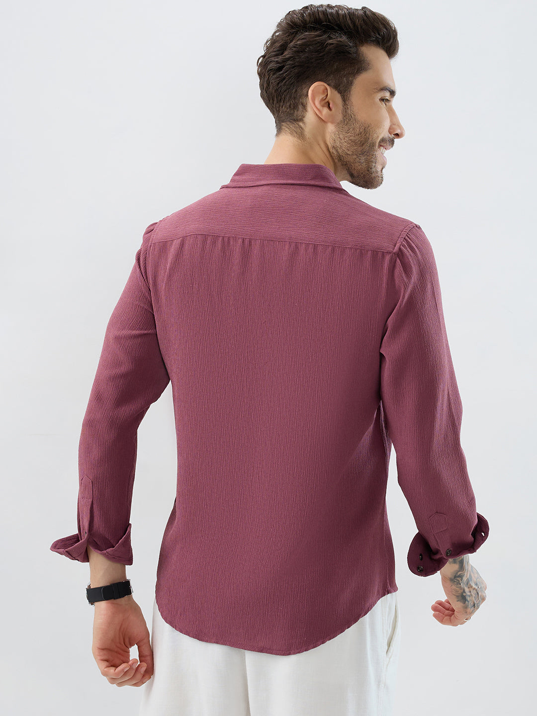 Rosewood Breeze Crepe Casual Shirt