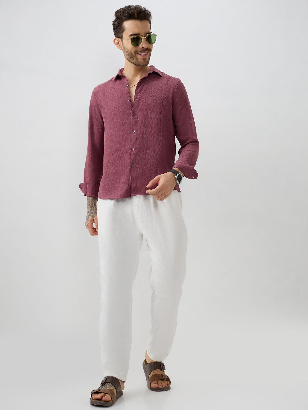 Rosewood Breeze Crepe Casual Shirt