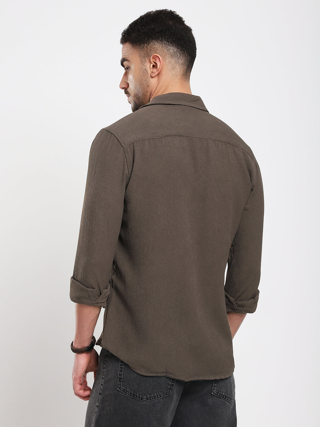 Stone Brown Soft Crepe Shirt