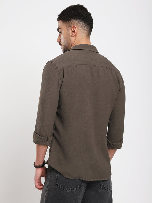 Stone Brown Soft Crepe Shirt