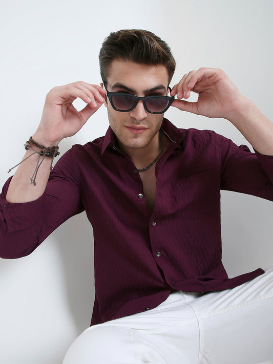 Royal Wine NightOut Textured Shirt