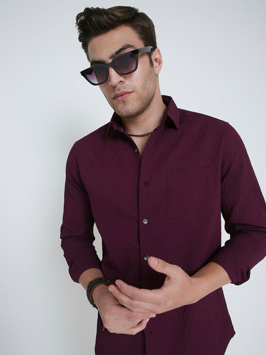 Royal Wine NightOut Textured Shirt