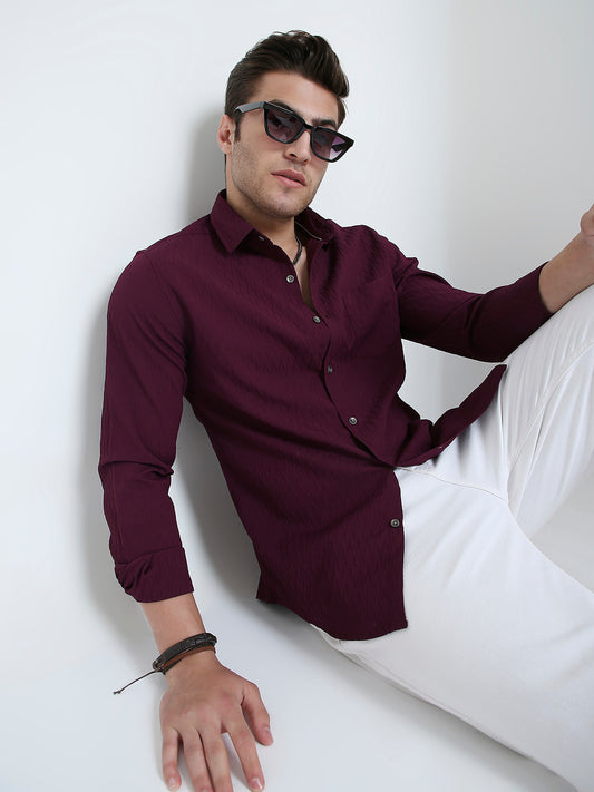 Royal Wine NightOut Textured Shirt