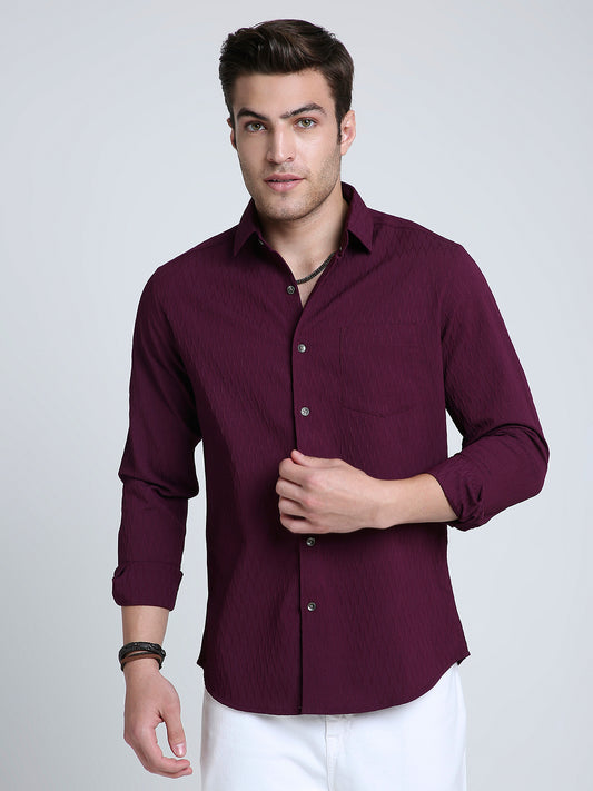 Royal Wine NightOut Textured Shirt