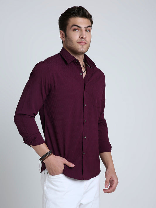 Royal Wine NightOut Textured Shirt