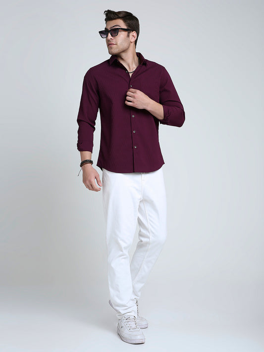 Royal Wine NightOut Textured Shirt