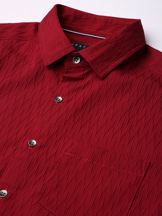 Deep Ruby Red Textured Shirt