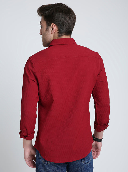 Deep Ruby Red Textured Shirt