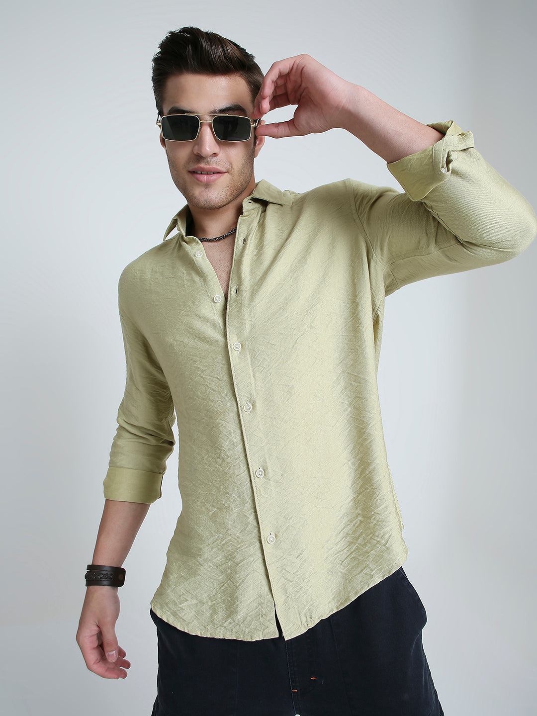 Pale Green Lightweight Crinkled Everyday Shirt