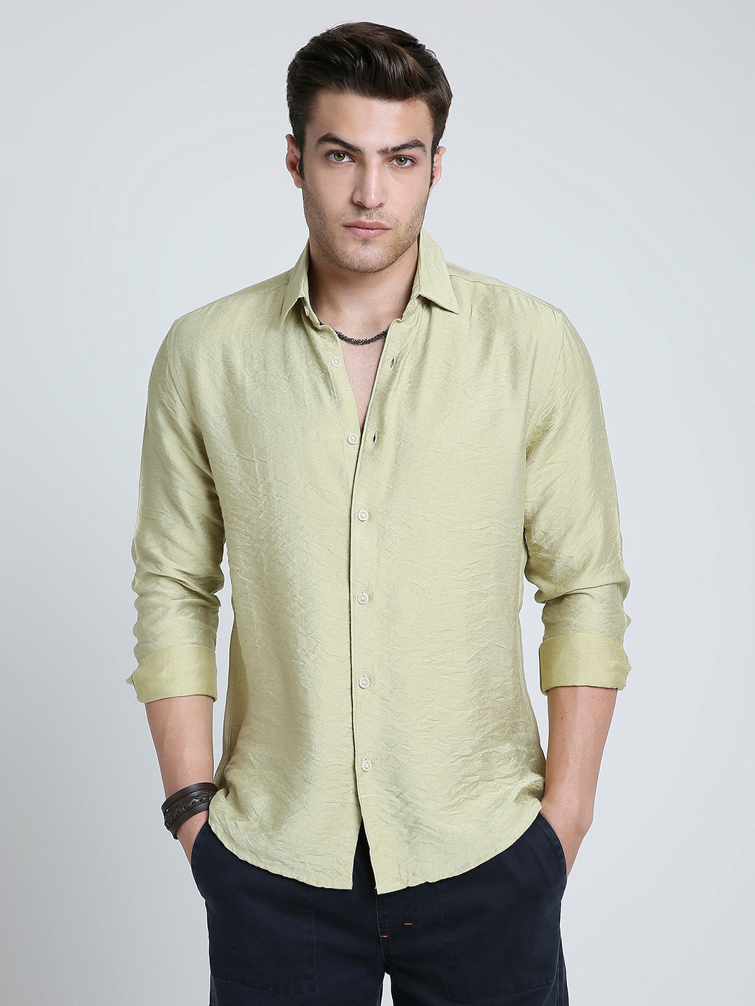 Pale Green Lightweight Crinkled Everyday Shirt