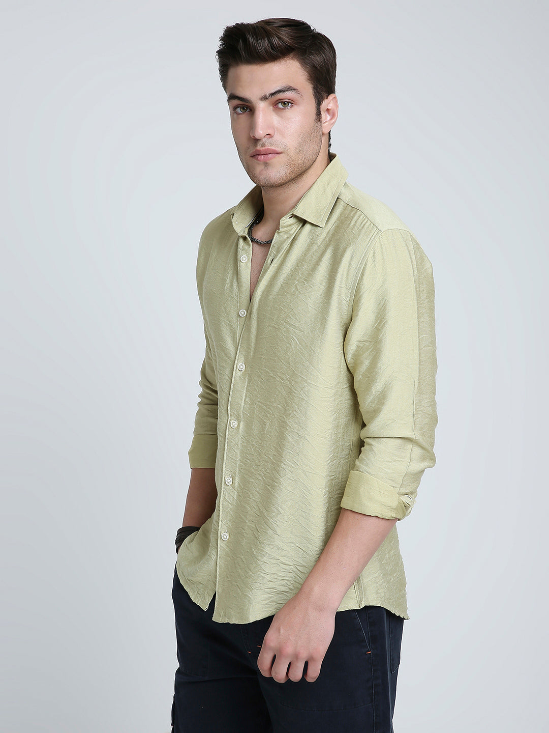 Pale Green Lightweight Crinkled Everyday Shirt