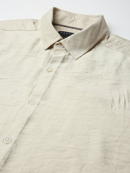 Golden Beige Lightweight Crinkled Shirt