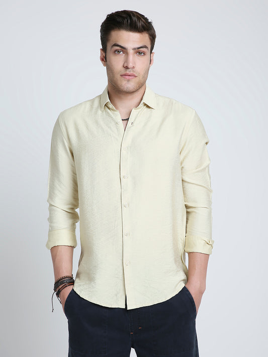 Golden Beige Lightweight Crinkled Shirt