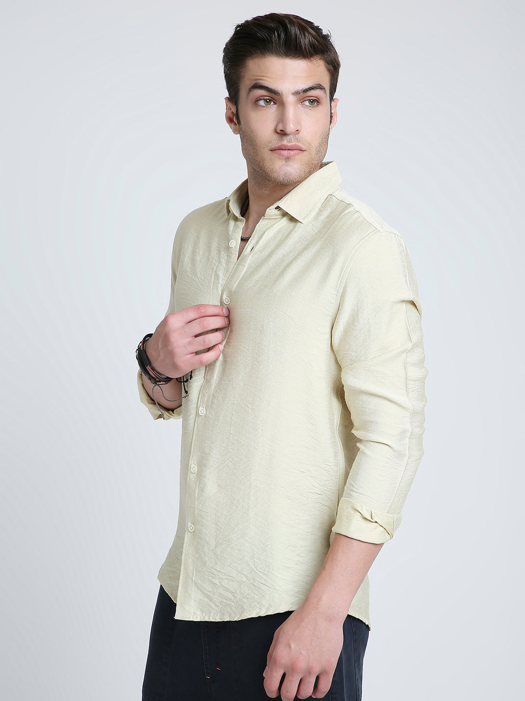 Golden Beige Lightweight Crinkled Shirt
