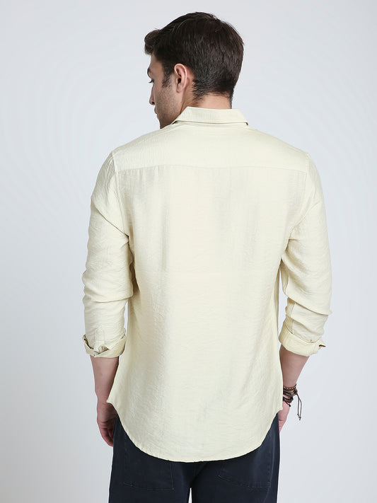 Golden Beige Lightweight Crinkled Shirt