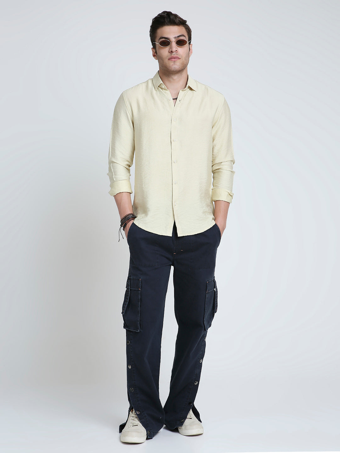 Golden Beige Lightweight Crinkled Shirt