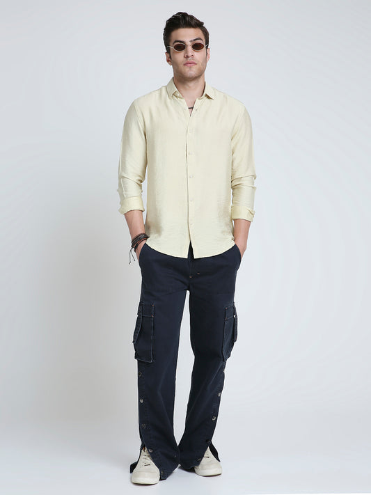 Golden Beige Lightweight Crinkled Shirt