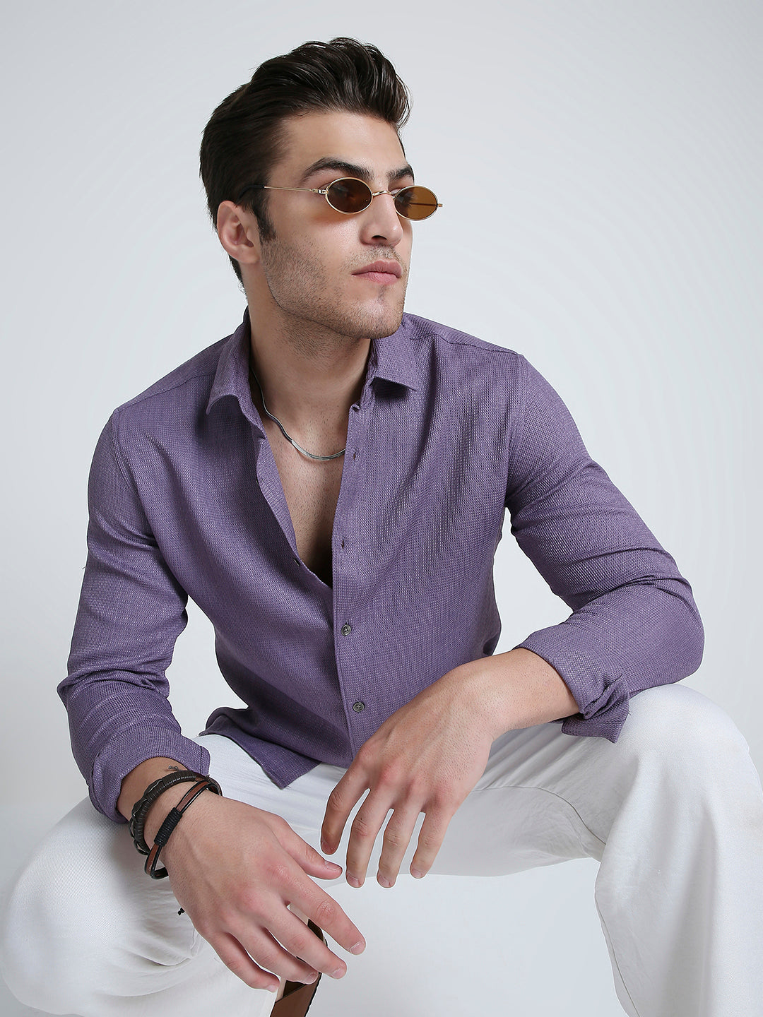 Purple Soft Textured Woven Shirt