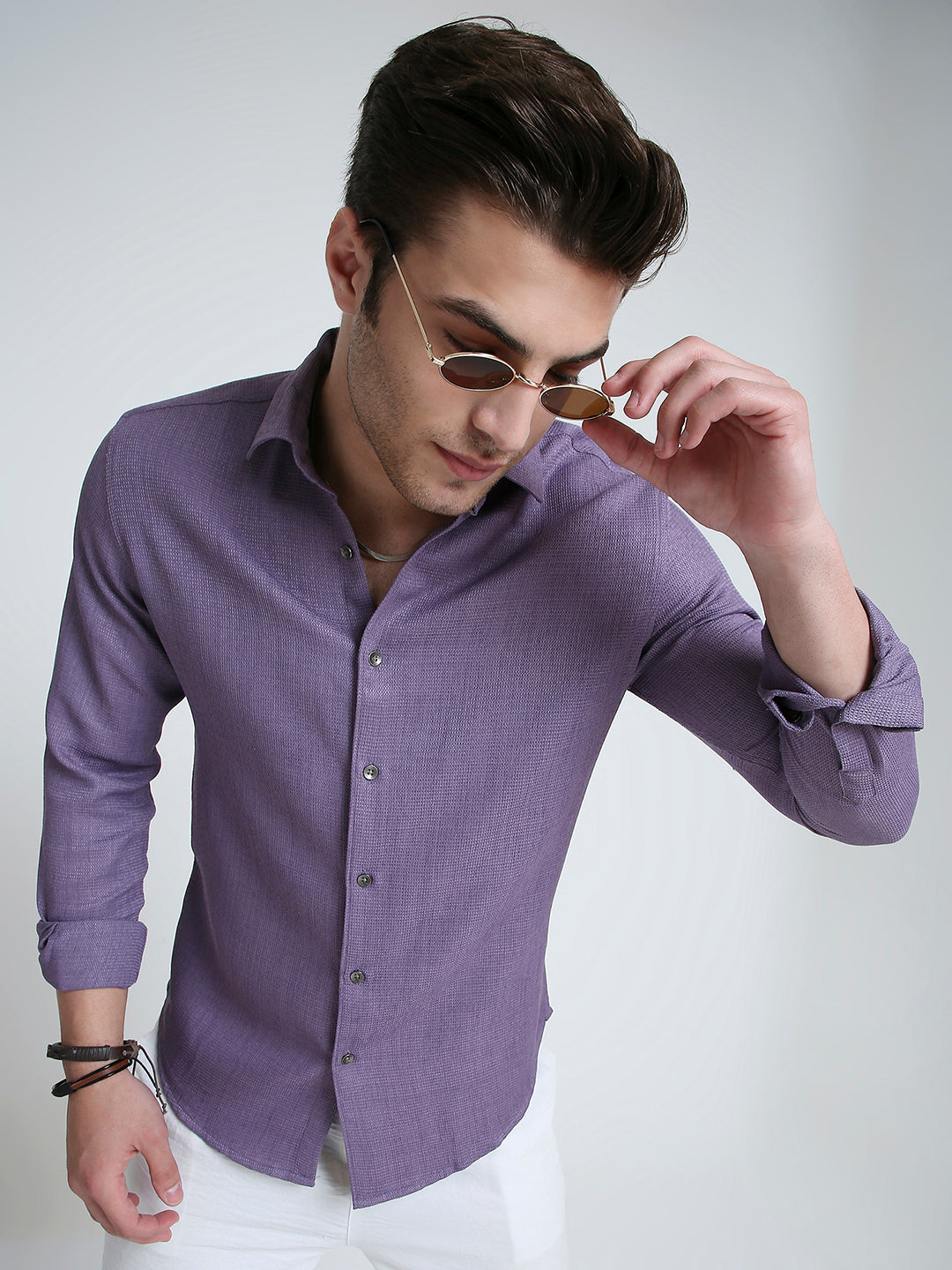 Purple Soft Textured Woven Shirt