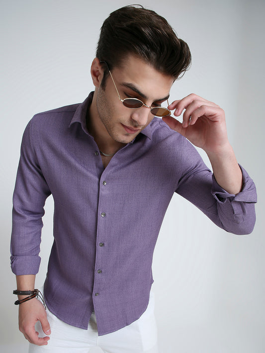 Purple Soft Textured Woven Shirt