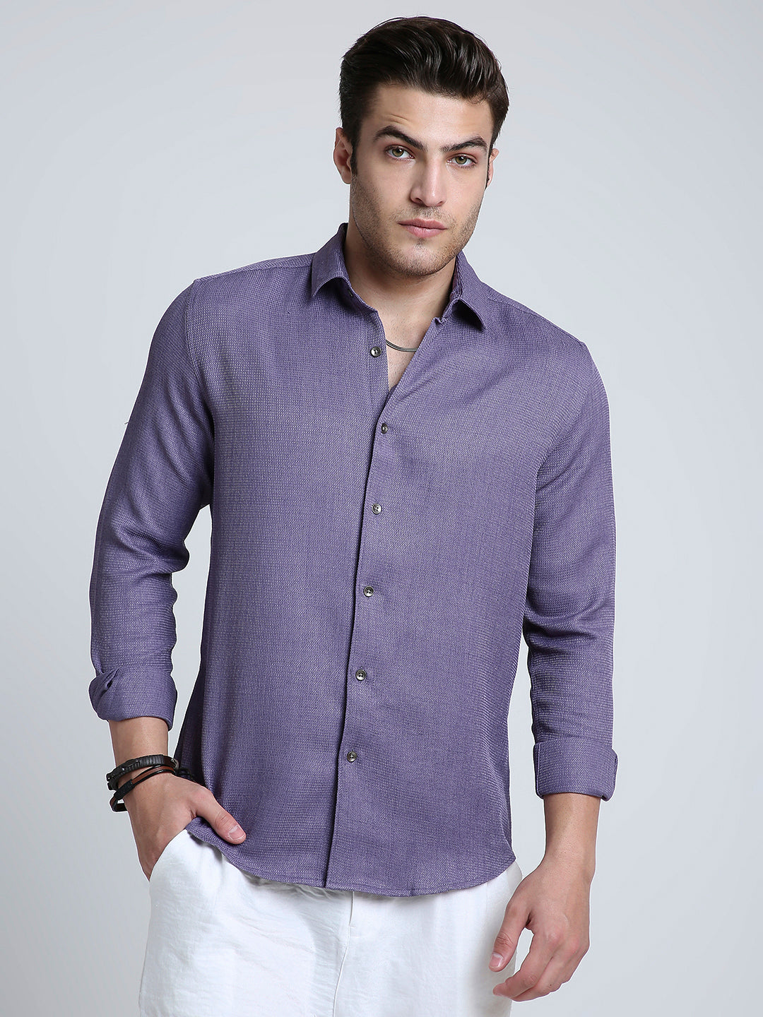 Purple Soft Textured Woven Shirt