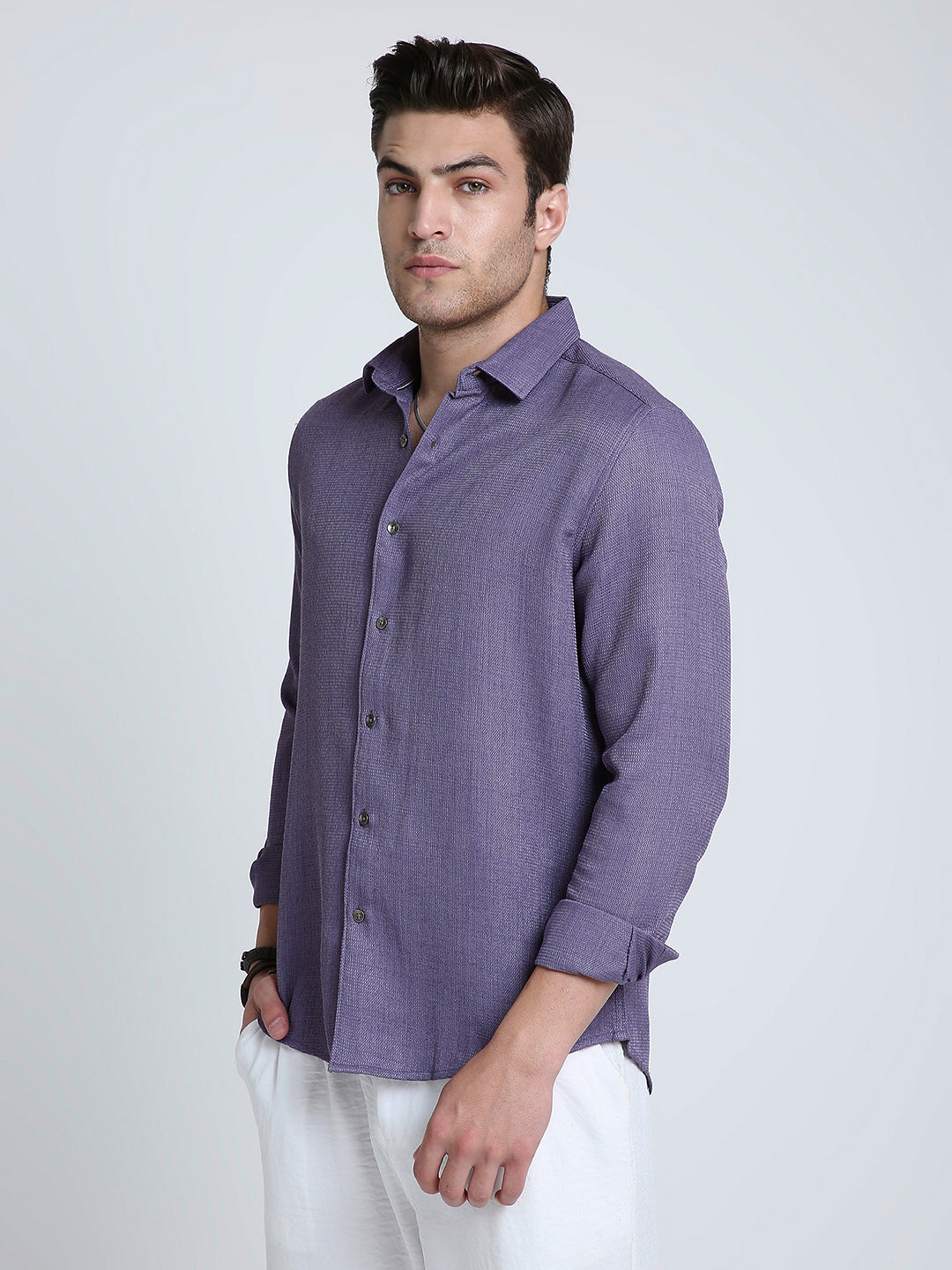 Purple Soft Textured Woven Shirt
