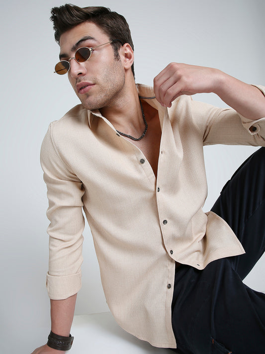 Sand Beige Micro Texture Shirt