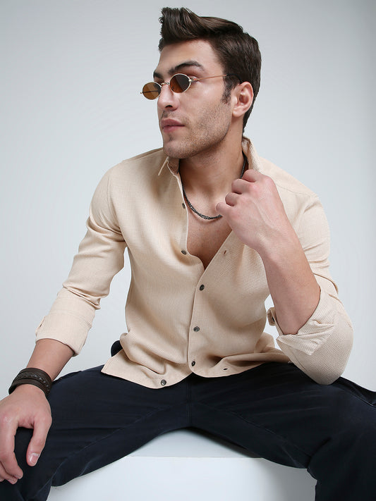 Sand Beige Micro Texture Shirt