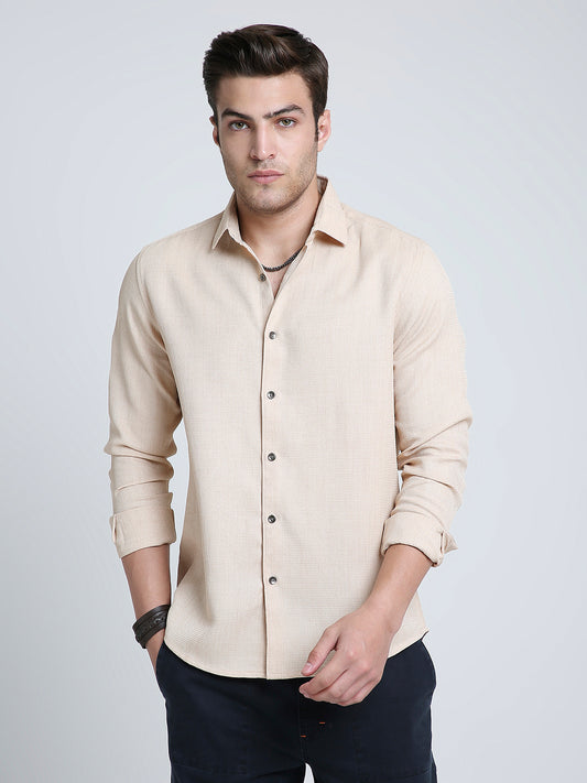 Sand Beige Micro Texture Shirt