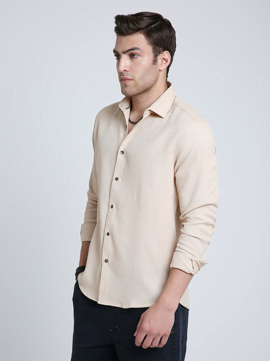 Sand Beige Micro Texture Shirt