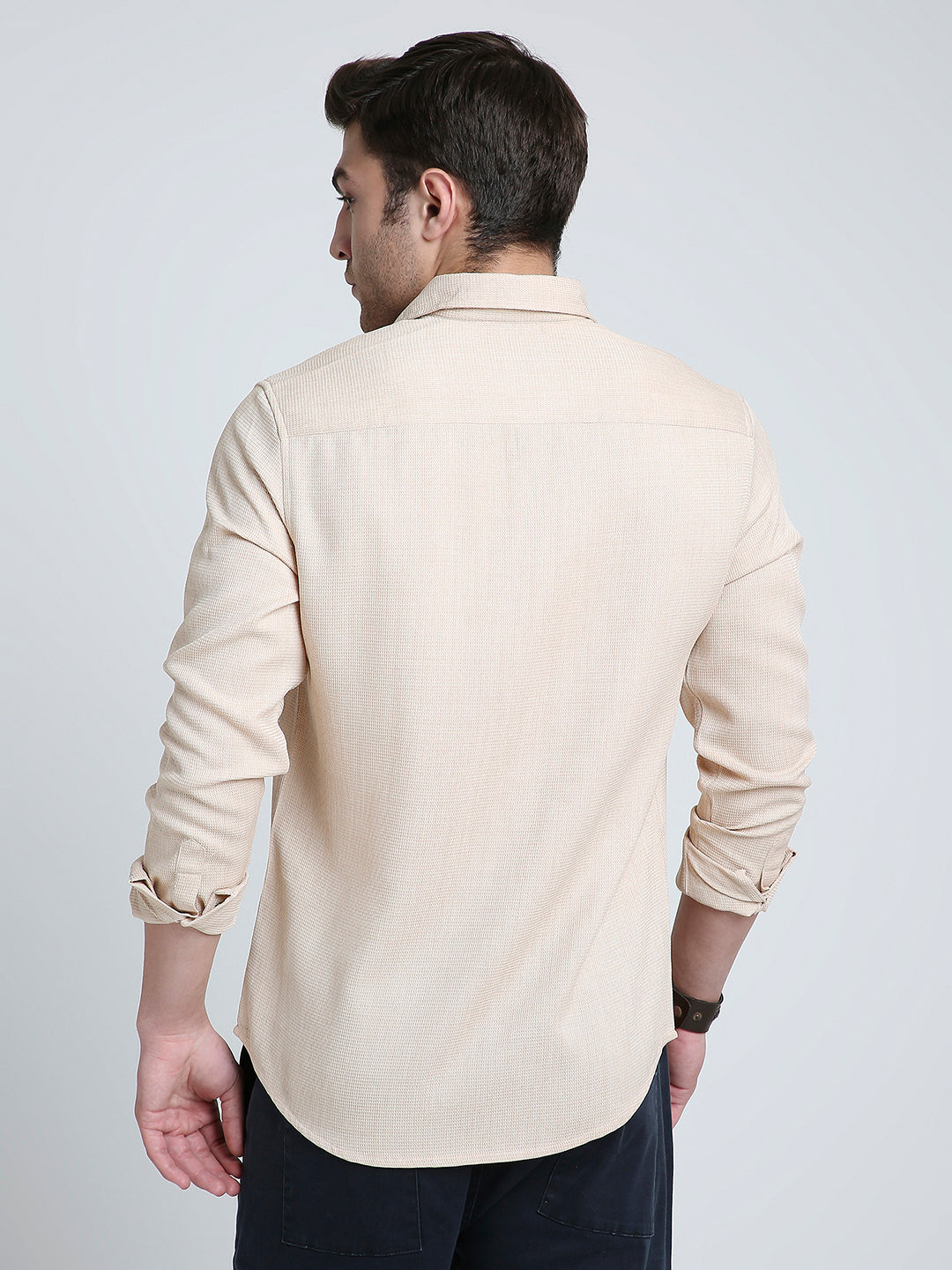 Sand Beige Micro Texture Shirt