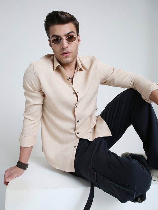Sand Beige Micro Texture Shirt