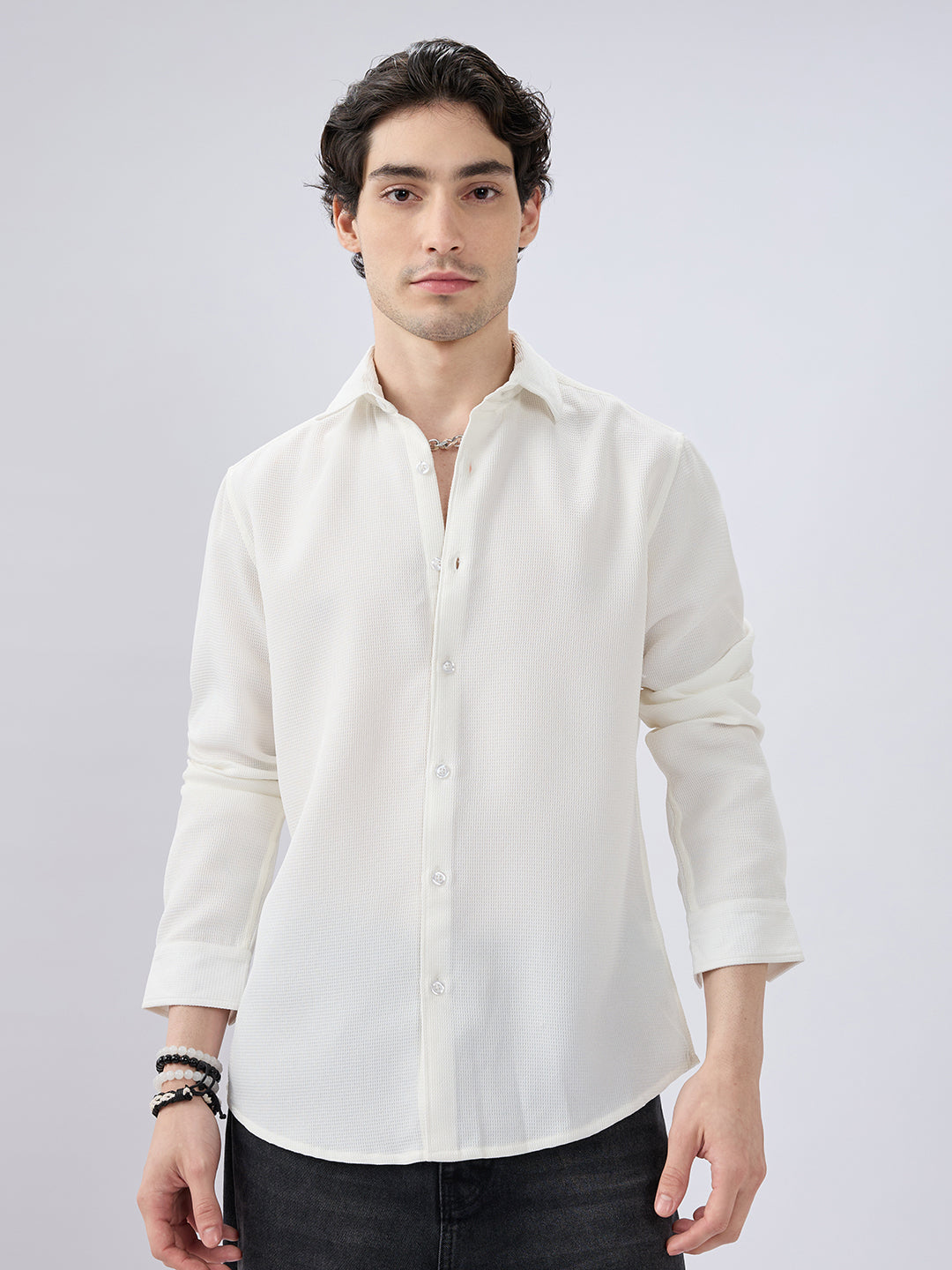 White Waffle Weave Everyday Shirt