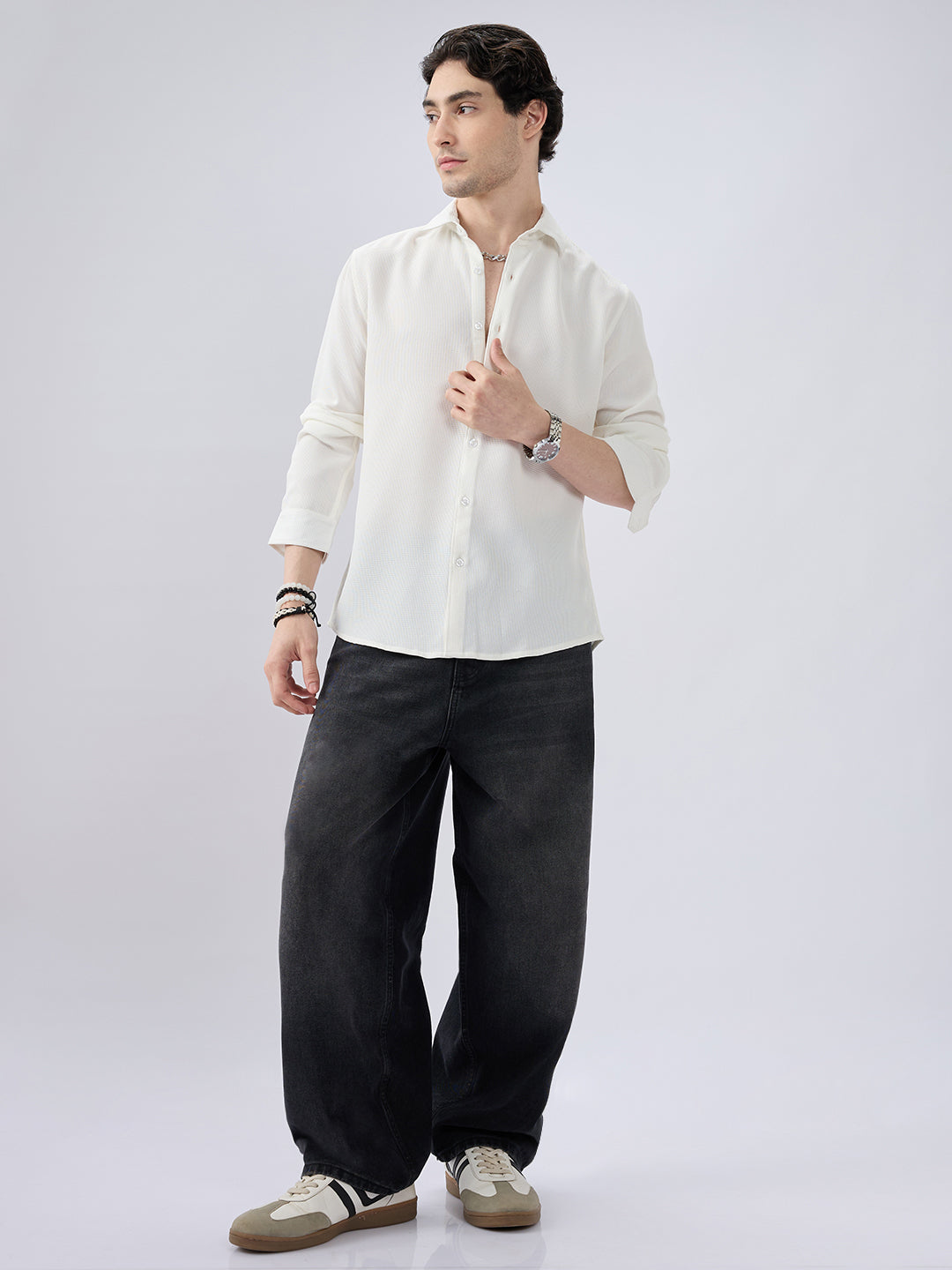 White Waffle Weave Everyday Shirt