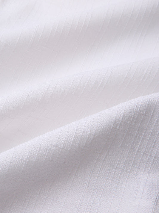 Feather White Elegant Grid Textured Shirt