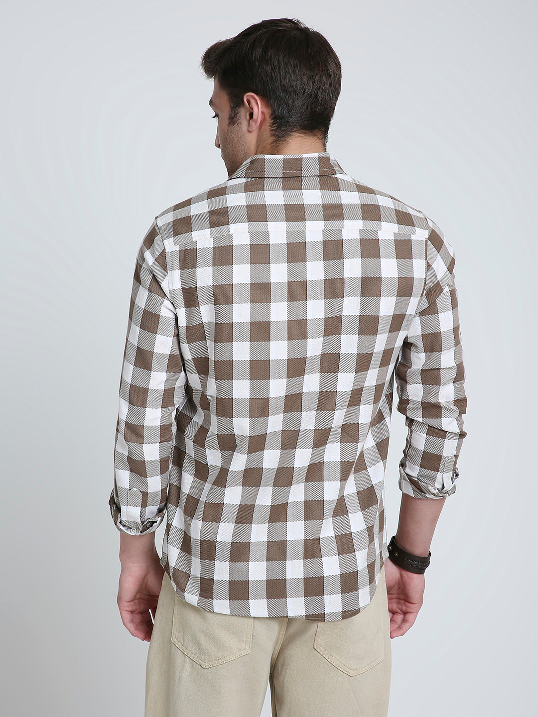 Mocha Brown & White Checkerboard Shirt