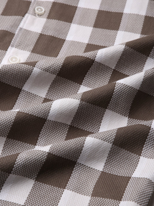 Mocha Brown & White Checkerboard Shirt