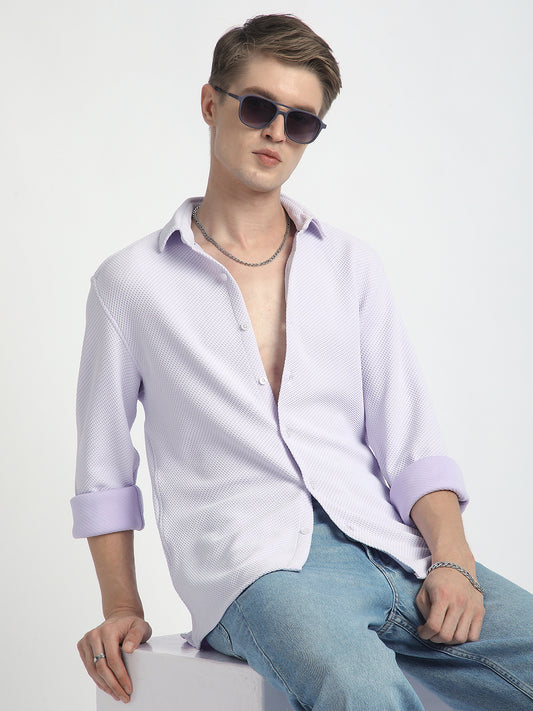 Iced Lavender Micro Weave Textured Shirt