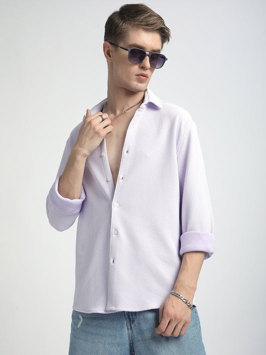 Iced Lavender Micro Weave Textured Shirt