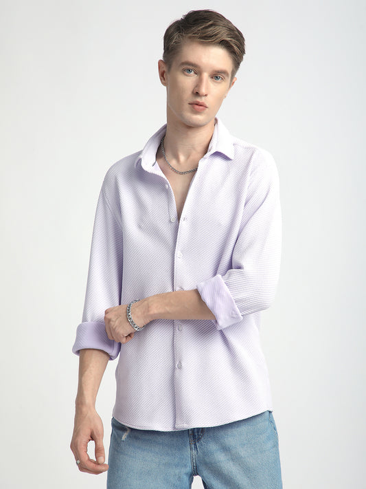 Iced Lavender Micro Weave Textured Shirt