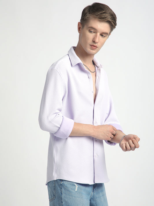 Iced Lavender Micro Weave Textured Shirt
