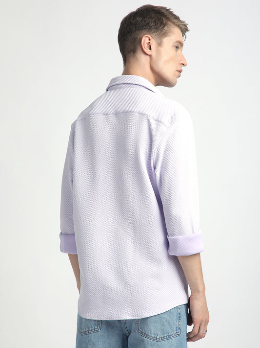 Iced Lavender Micro Weave Textured Shirt