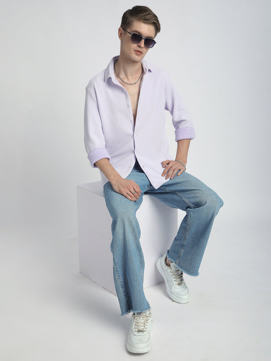 Iced Lavender Micro Weave Textured Shirt