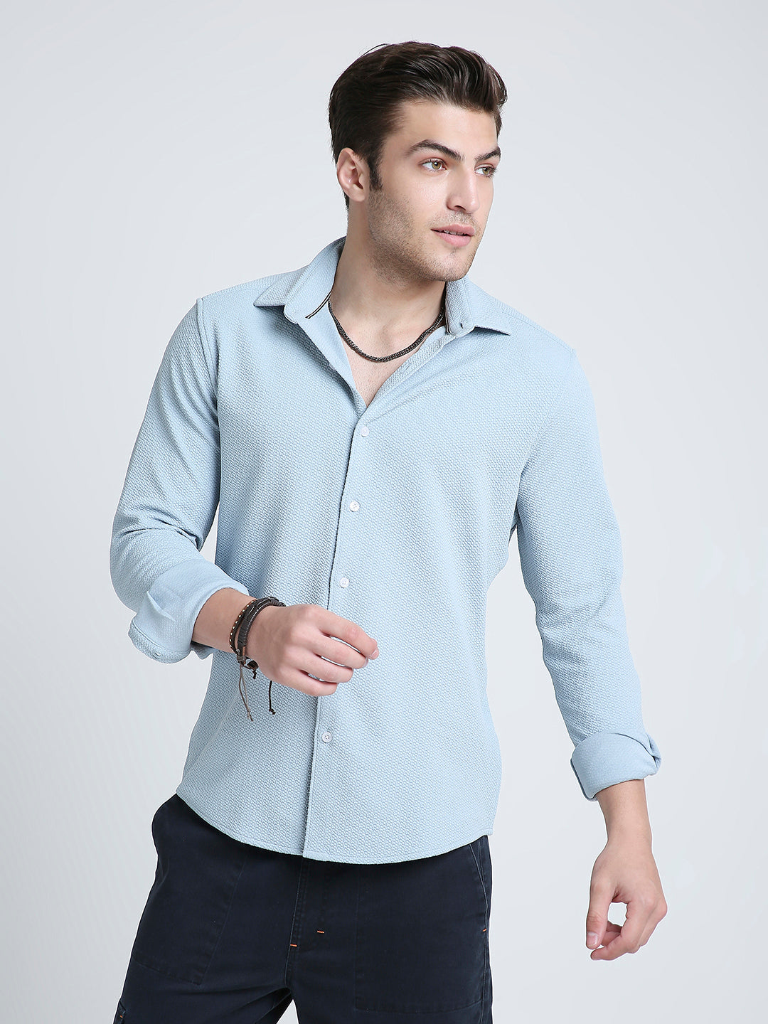 Serene Blue Subtle Textured Shirt