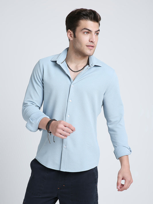 Serene Blue Subtle Textured Shirt